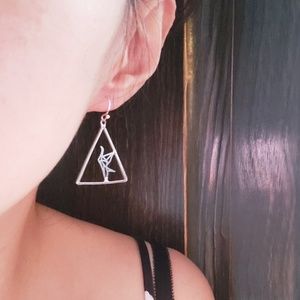 Japanese Origami Cranes Dancing on a Triangle Earrings